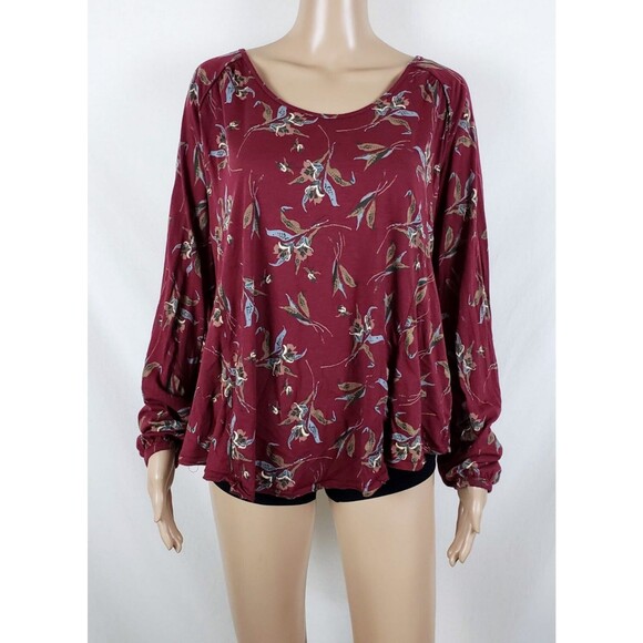 Free People Backless Top Womens M Burgundy Modal-Blend Boho Chic Earthy Flowy - Picture 2 of 11